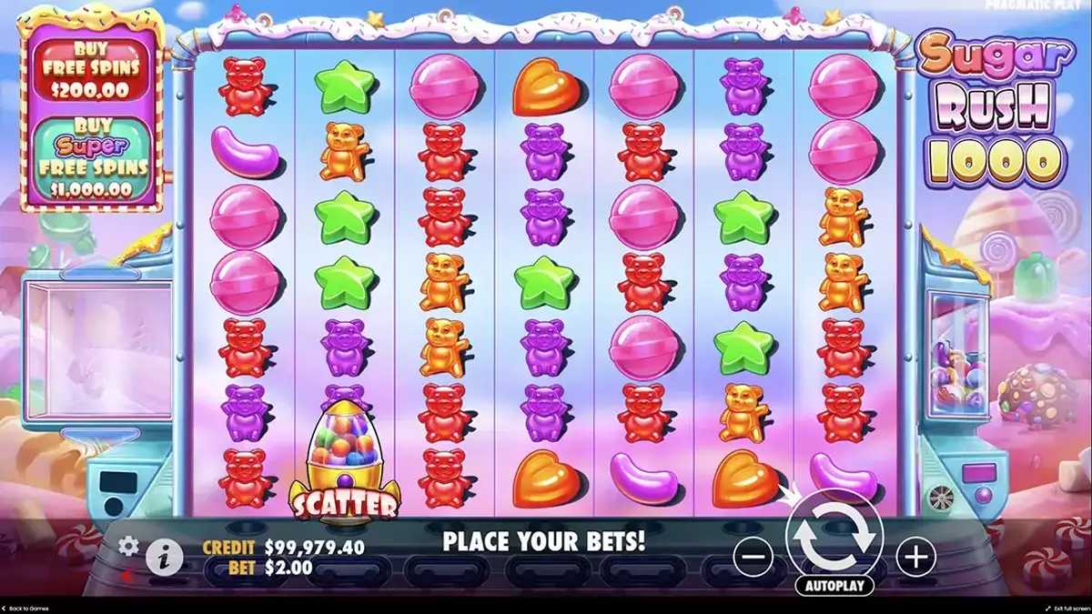 Bônus de compra de 1000 do Sugar Rush para ganhos